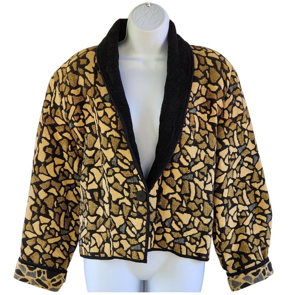 Vintage 90's Tapestry Broken Glass One-Button Casual Plus-size Jacket XL - Picture 2 of 9